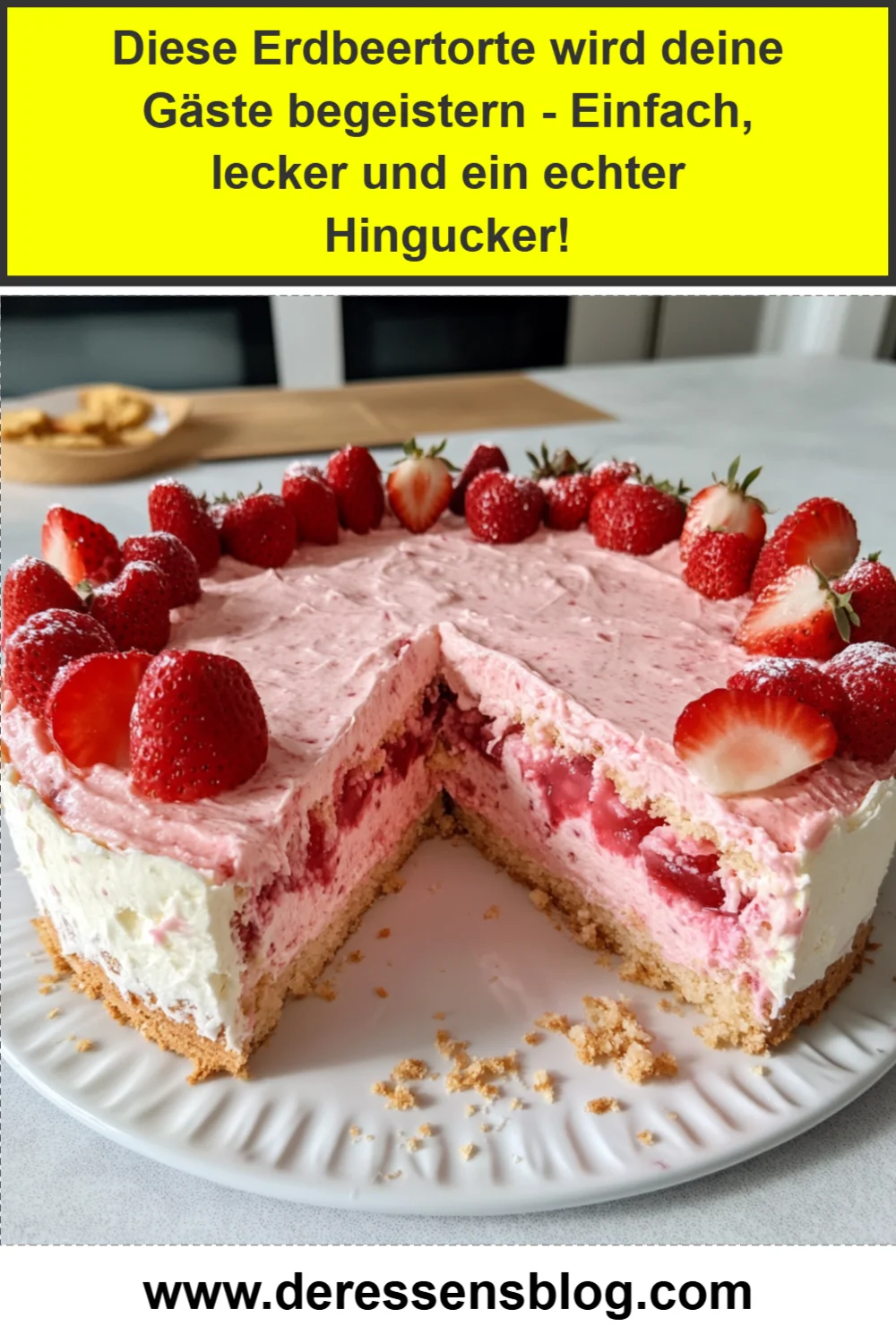 Diese Erdbeertorte wird deine Gäste begeistern - Einfach, lecker und ein echter Hingucker!