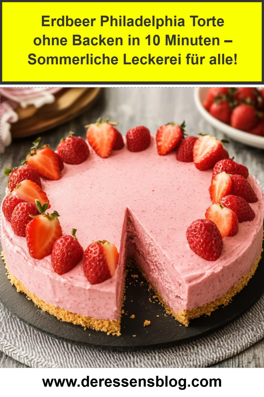Erdbeer Philadelphia Torte ohne Backen in 10 Minuten – Sommerliche Leckerei für alle!