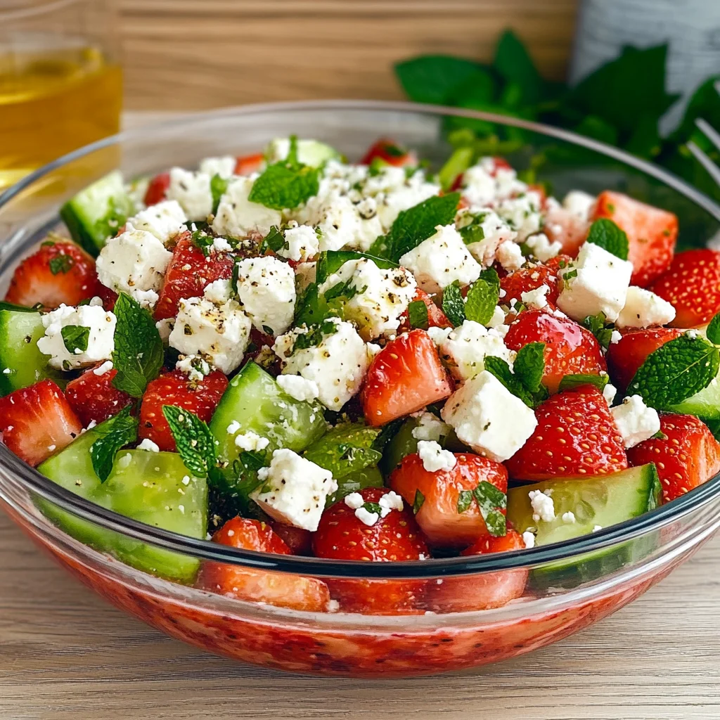 Erfrischender Erdbeer-Gurkensalat mit Minze und Feta für den perfekten Sommergenuss