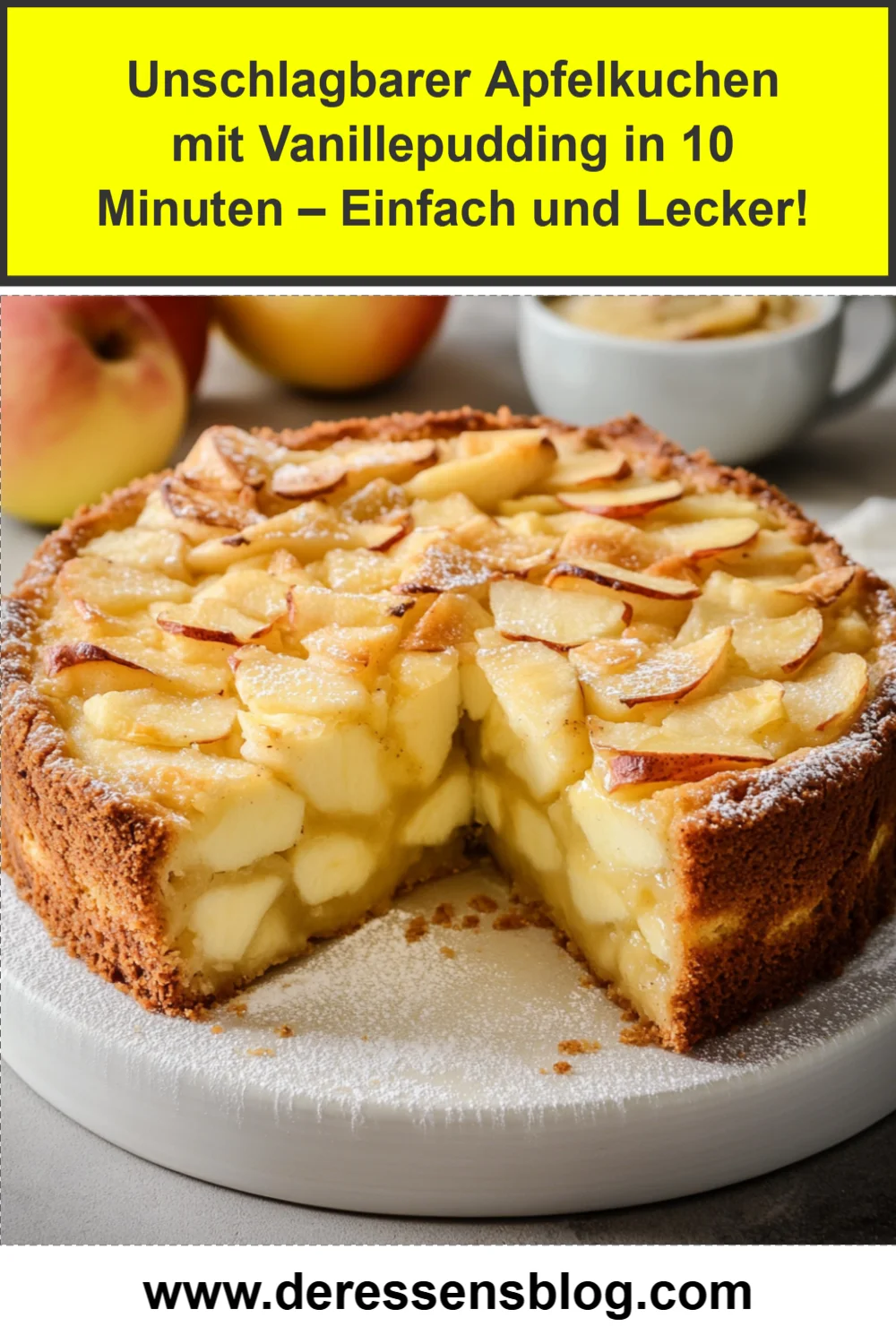 Unschlagbarer Apfelkuchen mit Vanillepudding in 10 Minuten – Einfach und Lecker!