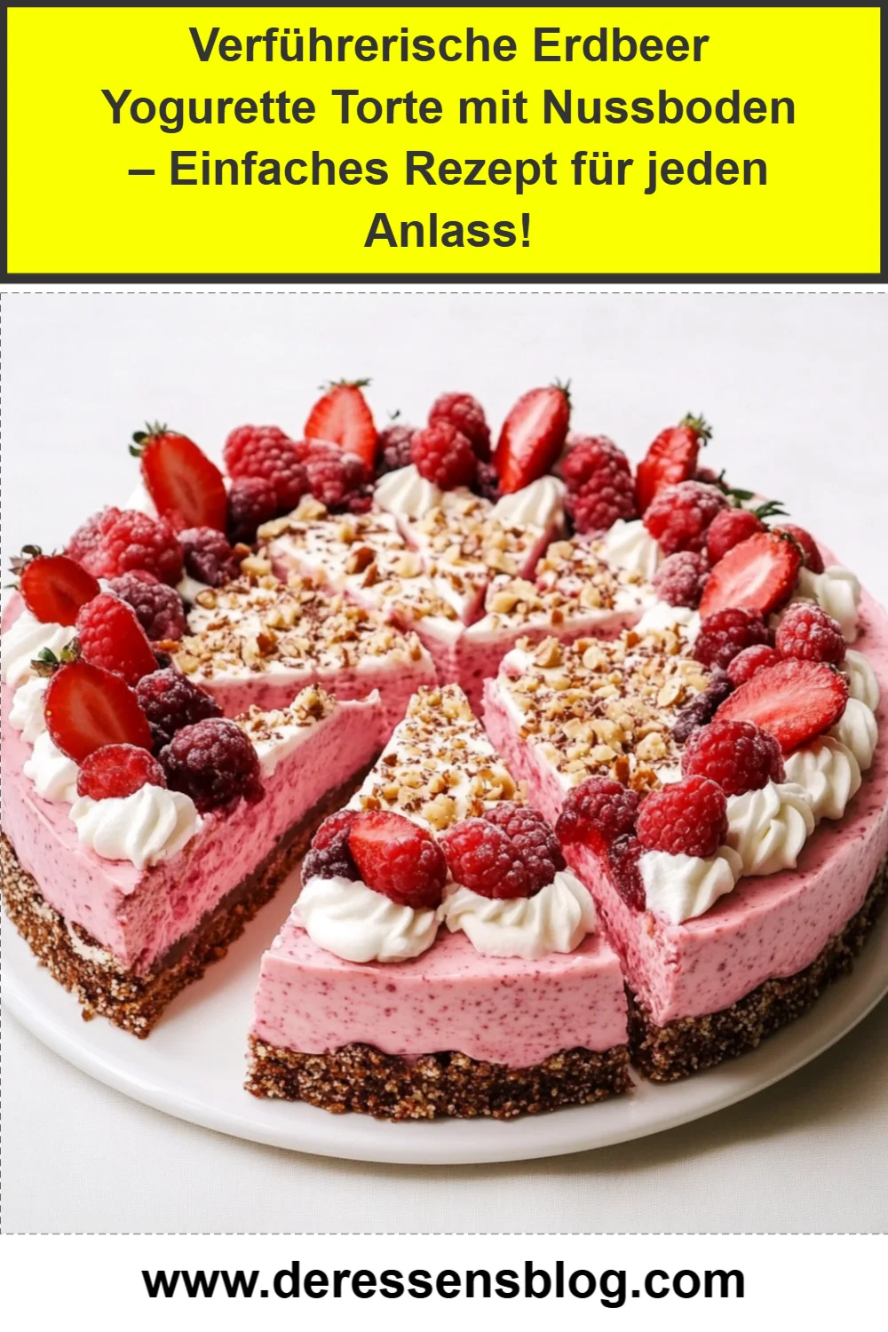 Verführerische Erdbeer Yogurette Torte mit Nussboden – Einfaches Rezept für jeden Anlass