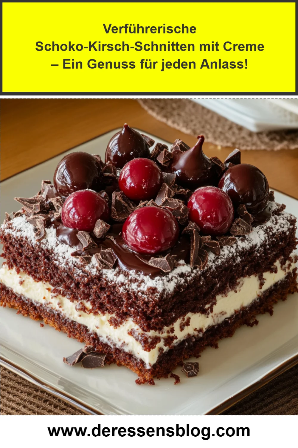 Verführerische Schoko-Kirsch-Schnitten mit Creme – Ein Genuss für jeden Anlass!