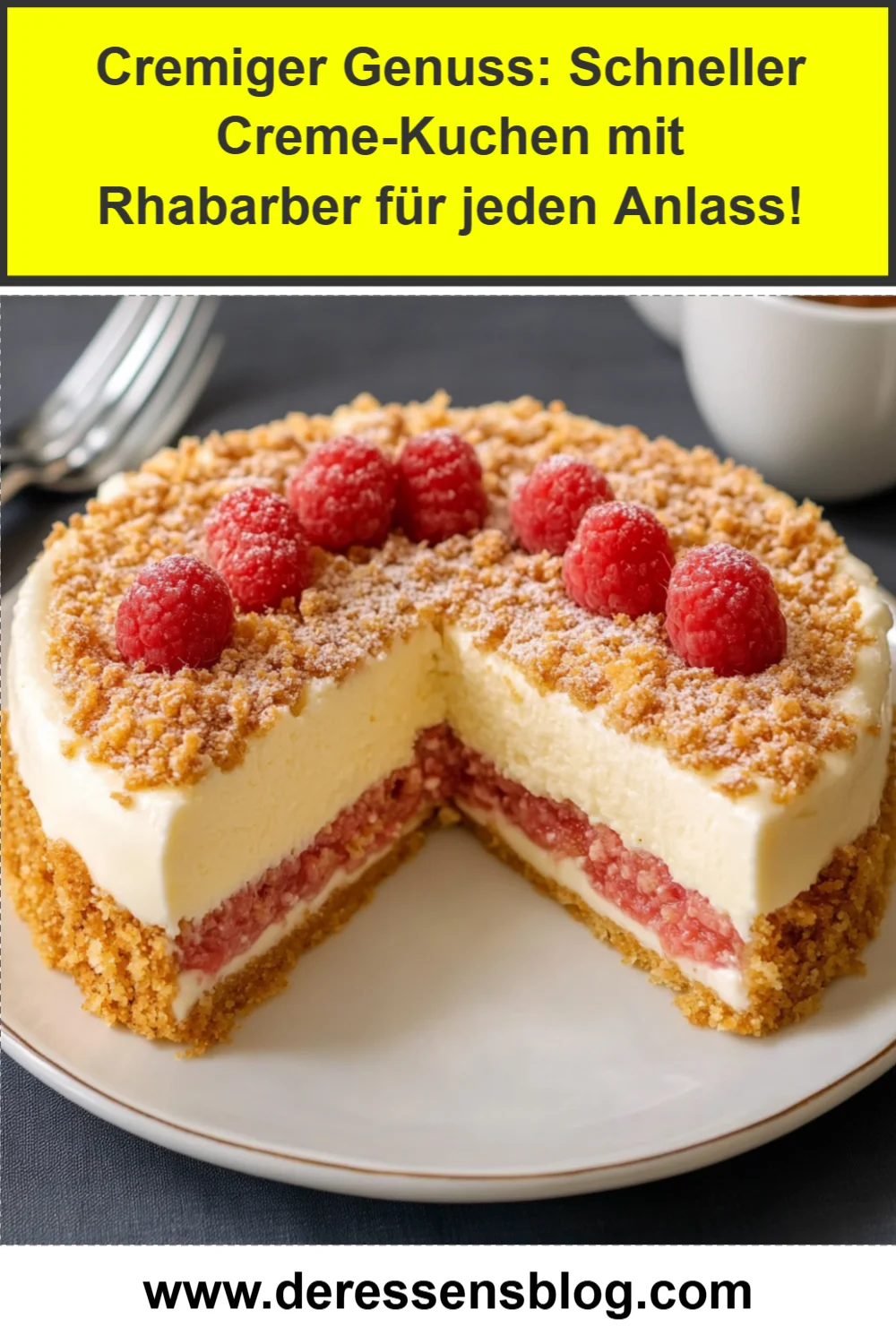 Cremiger Genuss: Schneller Creme-Kuchen mit Rhabarber für jeden Anlass!