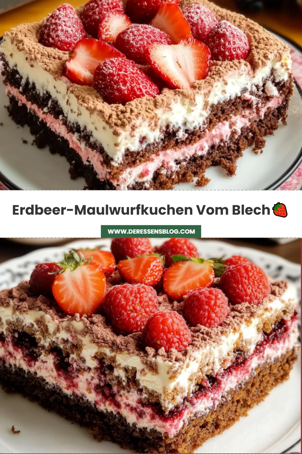 Erdbeer-Maulwurfkuchen vom Blech: Schnelles Rezept für fruchtigen Genuss!