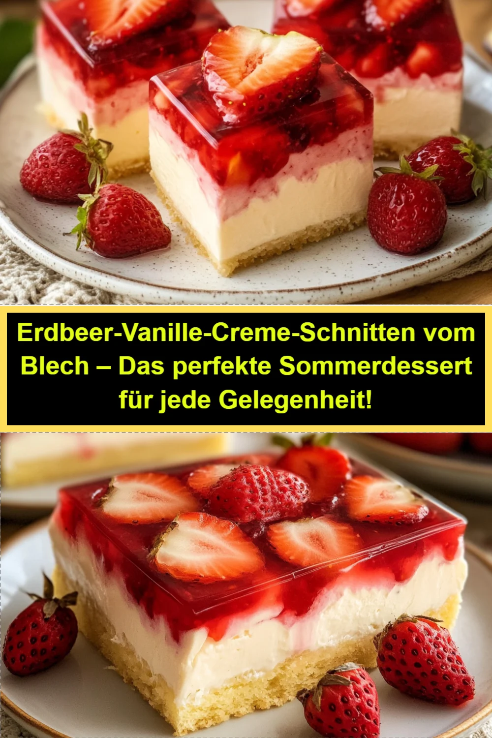 Erdbeer-Vanille-Creme-Schnitten vom Blech – Das perfekte Sommerdessert für jede Gelegenheit!