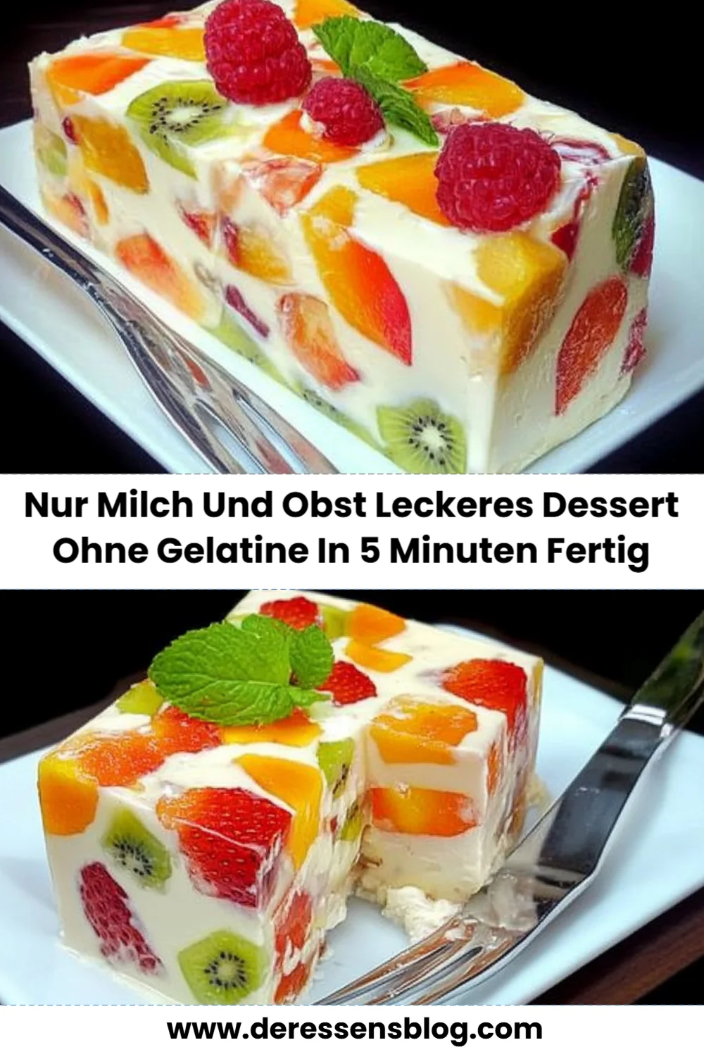 Einfaches Rezept für Nur Milch und Obst - Leckeres Dessert ohne Gelatine in 5 Minuten!