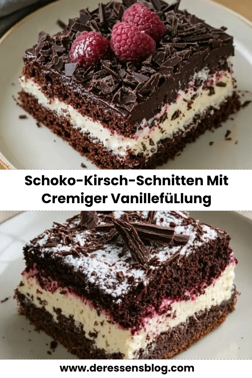 Schoko-Kirsch-Schnitten mit cremiger Vanillefüllung – Einfaches Rezept für jeden Anlass!