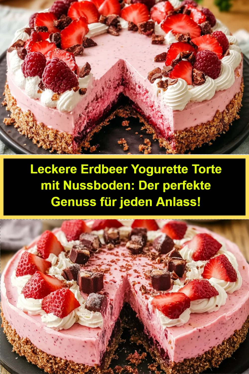 Leckere Erdbeer Yogurette Torte mit Nussboden: Der perfekte Genuss für jeden Anlass!