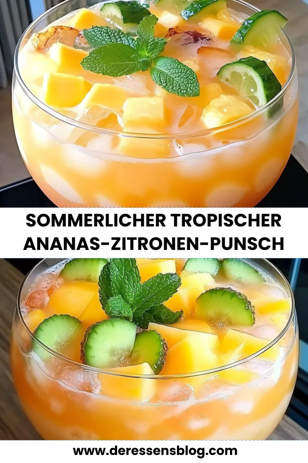 Erfrischender Sommerlicher Ananas-Zitronen-Punsch für die perfekte Sommerparty genießen!