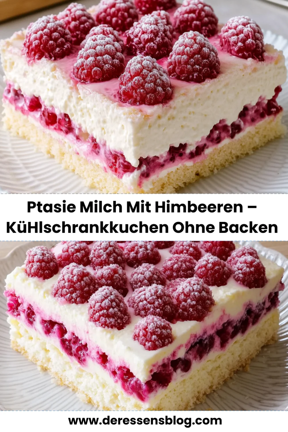 Erfrischender Ptasie Milch Kühlschrankkuchen mit Himbeeren – Einfache Rezeptidee ohne Backen!