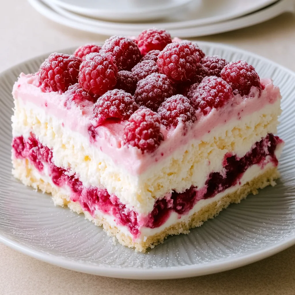 Erfrischender Ptasie Milch Kühlschrankkuchen mit Himbeeren – Einfaches Rezept ohne Backen