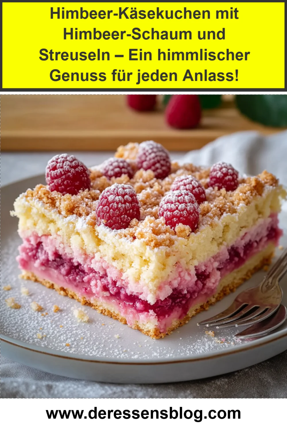 Himbeer-Käsekuchen mit Himbeer-Schaum und Streuseln – Ein himmlischer Genuss für jeden Anlass!