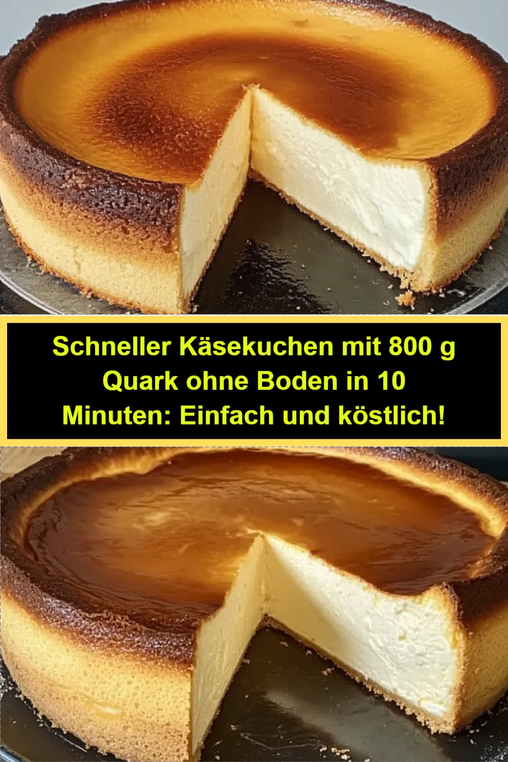 Schneller Käsekuchen mit 800 g Quark ohne Boden in 10 Minuten: Einfach und köstlich!