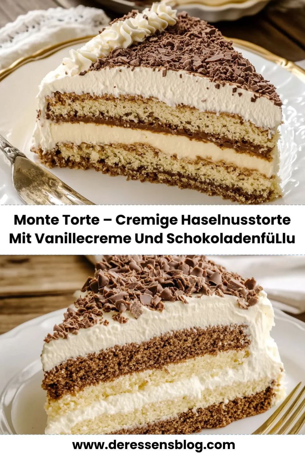 Monte Torte – Cremige Haselnusstorte mit Vanillecreme und Schokoladenfüllung selber machen!