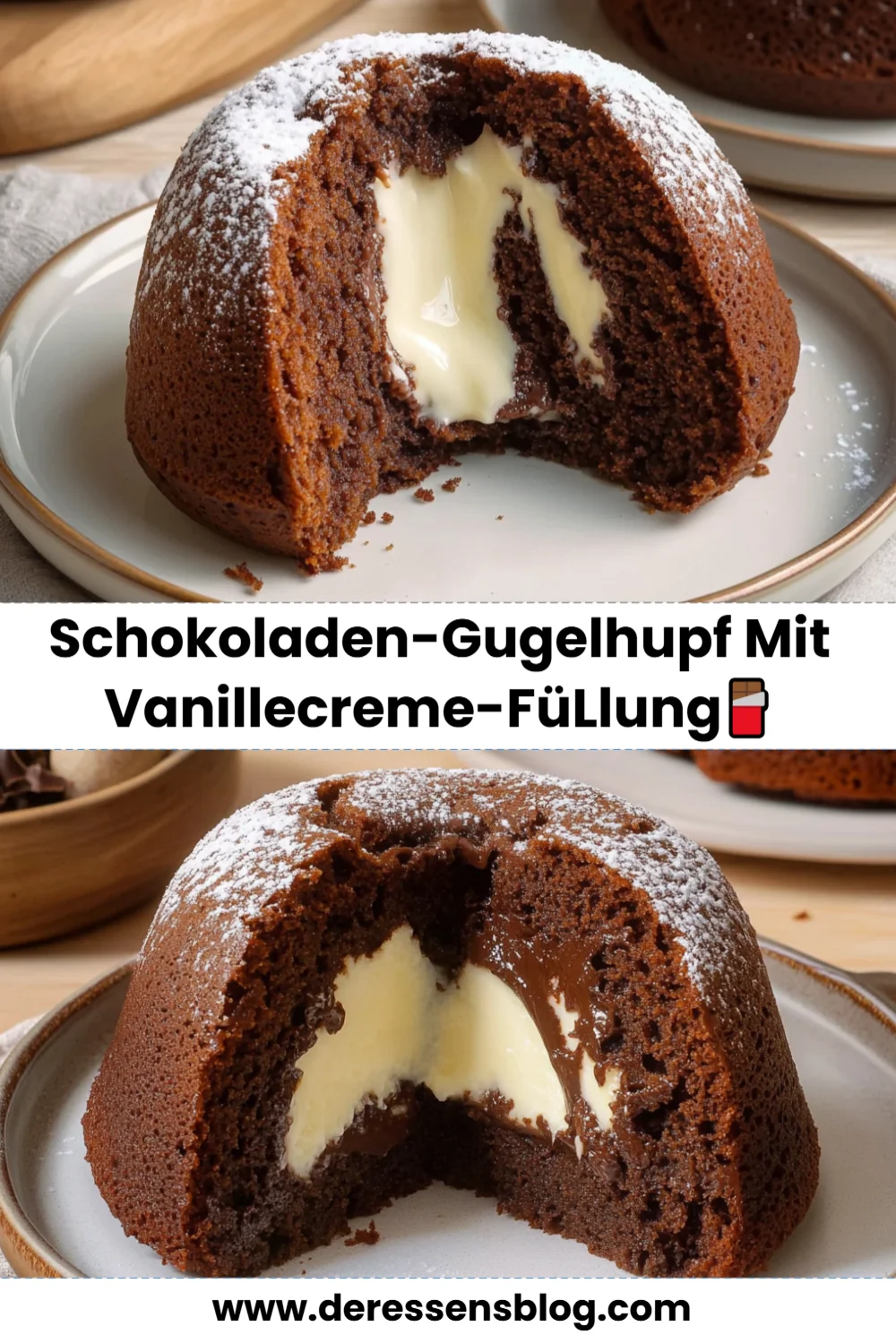Himmlischer Schokoladen-Gugelhupf mit Vanillecreme-Füllung: Einfach und köstlich!