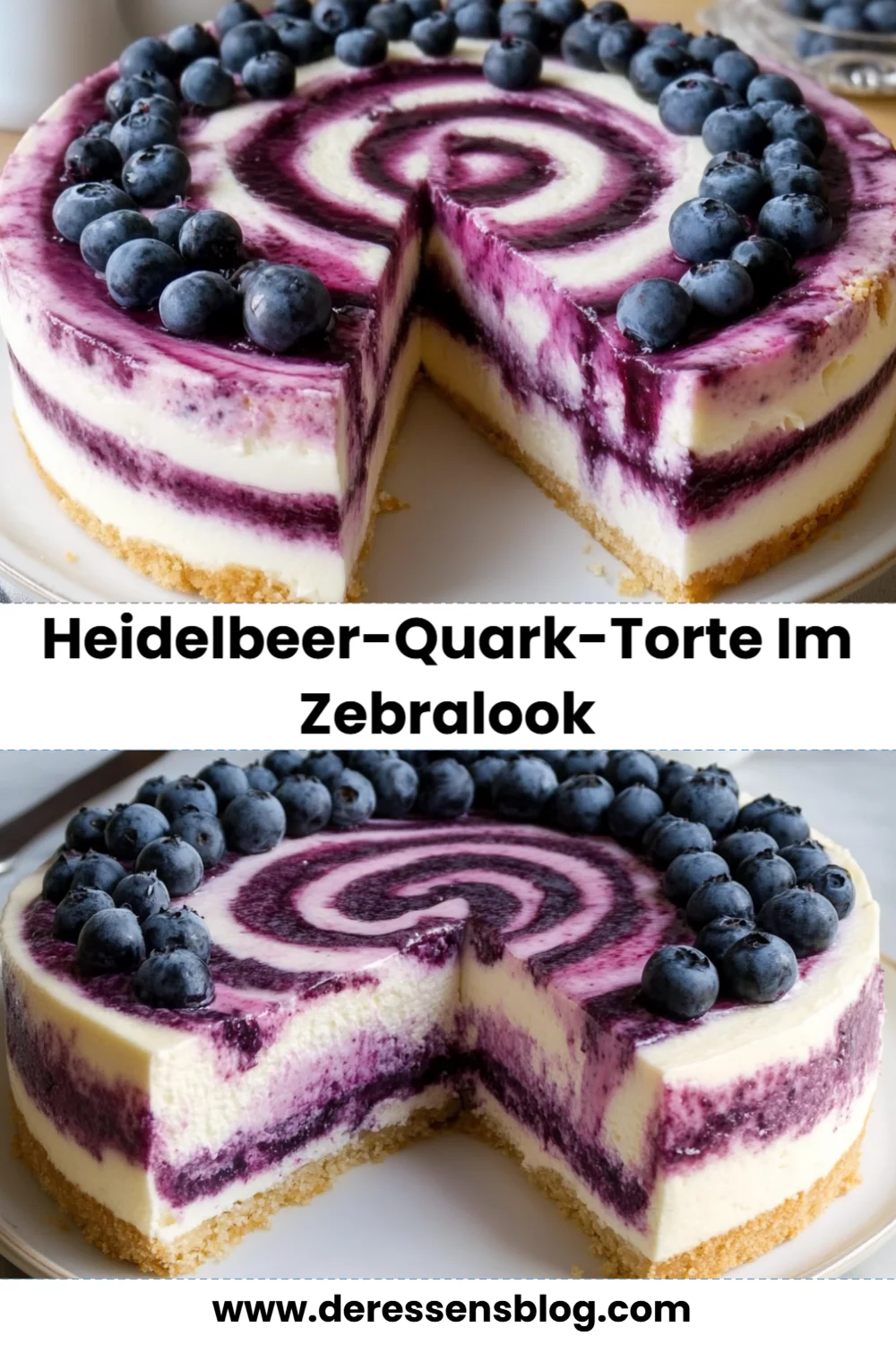Unvergessliche Heidelbeer-Quark-Torte im Zebralook: Ein Genuss für jeden Anlass!